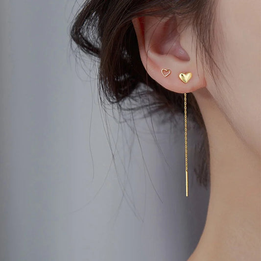 Long Tassel Heart Drop Earrings Gold Silver Color 2021 Korean Hanging Women Earrings Fashion Party Jewelry Girls Party Gift