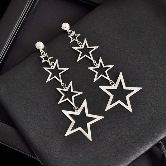 Multi Layer Stars Long Earrings For Women Gold-Color New Elegant Drop Dangle Earrings Fashion Jewelry Wholesale