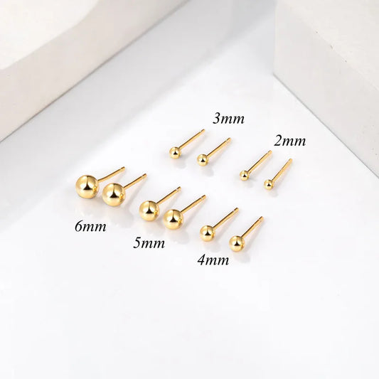 316L Stainless Steel Ear Post Stud Earrings For Women Men Jewelry Gold  Color Ball  Dia Fashion Jewelry