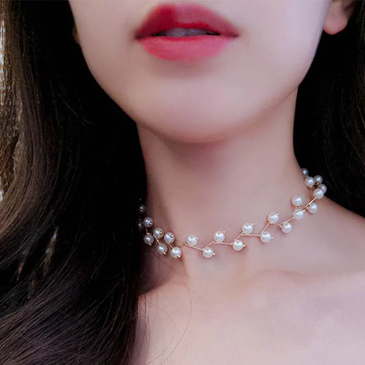 Imitation Pearl Choker Fairy Women Necklaces Korean Fashion Pearl Pendants Collar Trend Neck Jewelry Party Neck Decoration