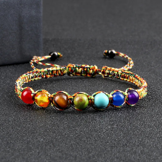 6MM 7 Chakra Braided Natural Stone Bracelet High Quality Engry Healing Bangles Couple Yoga Jewelry Chain Pulsera Gift for Friend