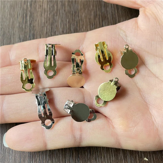 30pcs Earring Clips No Pierced Photo Glass Cabochon Settings Cameo Base Of Jewelry Making Findings Handmade Earing Material Iron