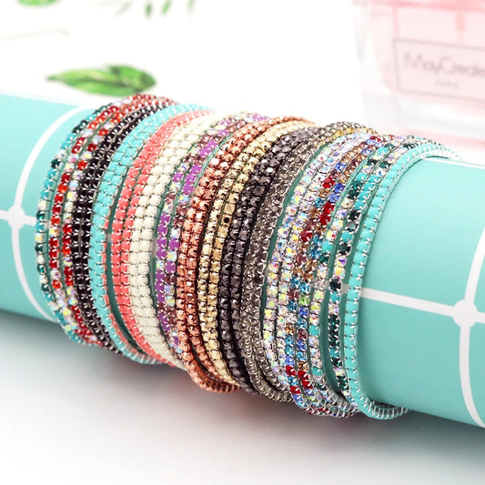 Hot Sale 5pcs/lot 17cm Colorful Glittering Claw Cup Chains Bracelet Full Rhinestones Bangle Bracelets Jewelry DIY Accessories