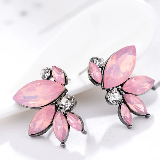 LUBOV Symmetrical Acrylic Opal Stone Stud Earrings for Woman And Girls Unique Personality Fashion Jewelry Christmas Gift New