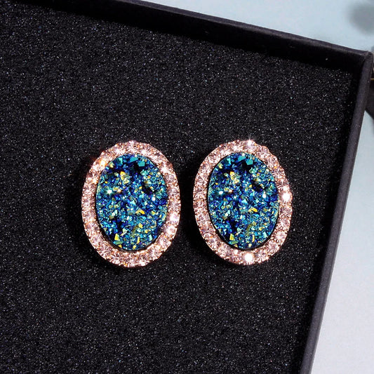 2023 New Fashion Round Stud Earrings For Women Girls Charm Crystal Earrings Brincos Wedding Earring Jewelry Elegant Gifts E1720
