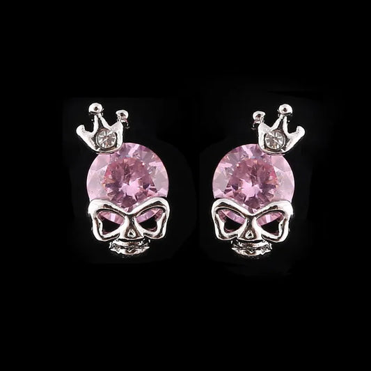 MINHIN Fashion Skull Design Stud Earring For Girl Punk Party Accessory Silver Plated Crown Design Jewelry Cute Earring