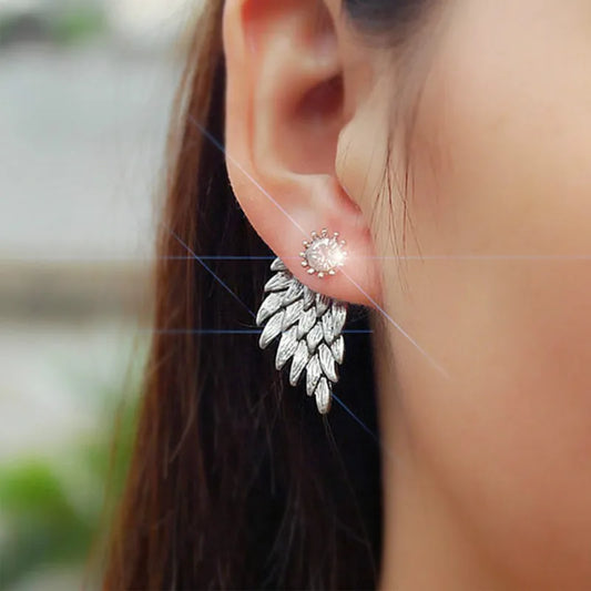 New Fashion Gift Lady Earring Party Jewelry Earrings Gold And Silver Gothic Cool Angel Wing Rhinestones Alloy Earrings For Women