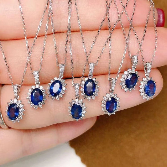Huitan High Quality Blue CZ Sunflower Shaped Necklace for Women Silver Color Fashion Versatile Neck Jewelry Nice Gift for Friend
