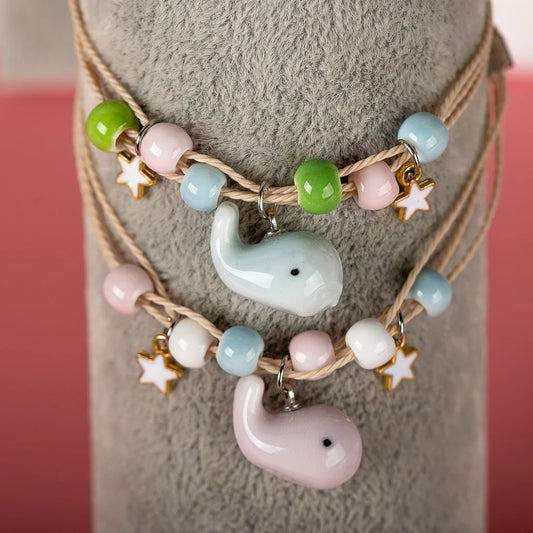 Cute Marine Animal Ceramic Little Whale Pendant Beaded Bracelet Fashion Jewelry Wholesale #82616