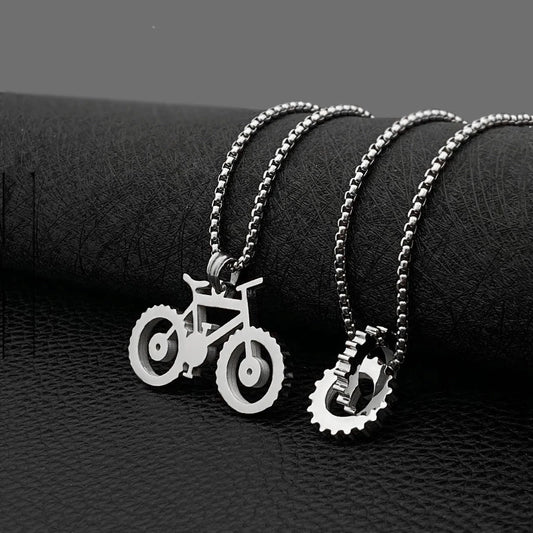 Heavy Industry Machinery Gear Pendant Stainless Steel Bicycle Shape Men And Women Titanium Steel Necklace Hot Sale