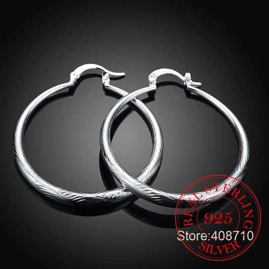 925 Sterling Silver Hip Hop Round Earrings for Women Large Circle 4.0cm Piercing Hoop Earring Dropship Suppliers