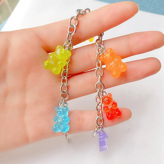 Cute Gummy Bears Bracelet For Women Sliver Charm Baby Bracelet Bohemia Boho Jewelry Accesorios Gifts