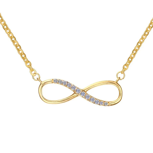 Meaeguet CZ Infinity Pendant Necklaces For Women Gold-Color Choker Charm Necklace Fashion Jewelry