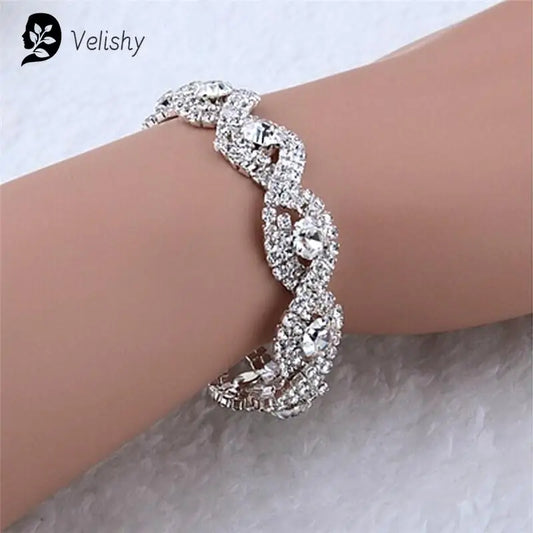 Fashion Elegant  Jewelry Infinity Rhinestone Bangl Deluxe Crystal Bracelet Women Gift