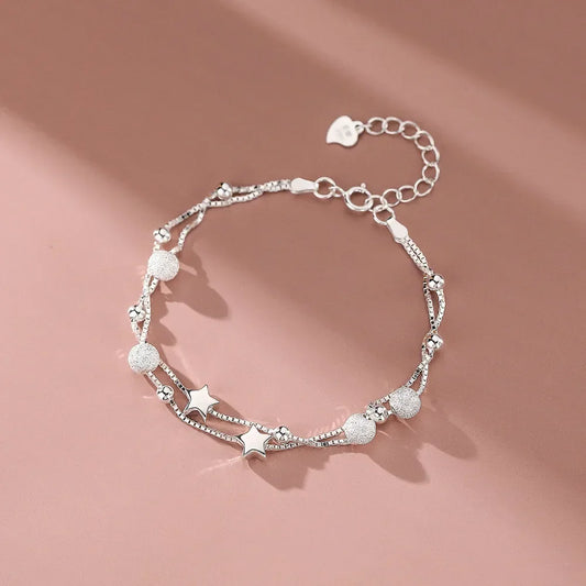 925 Sterling Silver Bracelet Luxury Original Stars Bracelet for Women Korean Fashion Designer Party Wedding Jewelry Holiday Gift