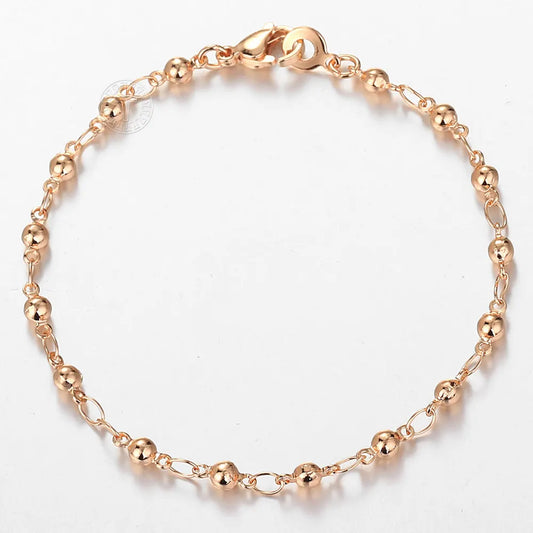 585 Rose Gold Color Bracelet Link Chain for Women Girl Wristband Wedding Jewelry Clearance Low Price CB56