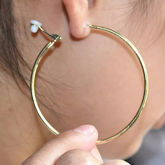 3/4/5/6/7/8/9/10CM Electroplating Hoop Earrings Without Piercing Classic All Match Fake Clip-On Daily Party Circle Ear Ring Clip