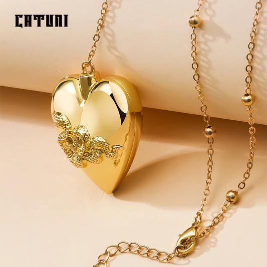 Catuni Lana Heart Del LDR Rey Necklace Singer Same Jewelry Gift for Fans Punk Populor Fastness Snake Pendant