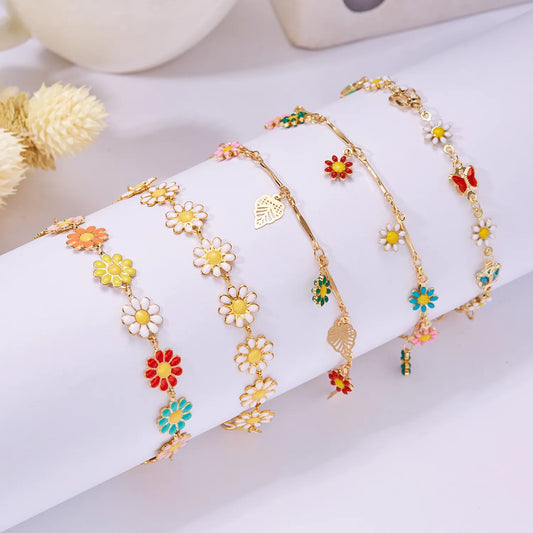 Fashion Sweet Daisy Flower Bracelet Personality Minimalist Aesthetic Flowers Charm Bracelet For Women Wedding Party Jewelry Gift