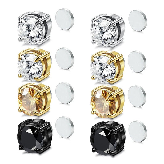 1Pair Magnetic Stud Earring Fake Piercing Crystal Clip Earrings For Women Men Punk Zircon Magnet Earrings Non Piercing Jewelry