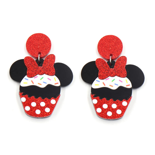 1pair New product CN Drop Ice Cake Mouse Head cute Acrylic earrings Jewelry for women