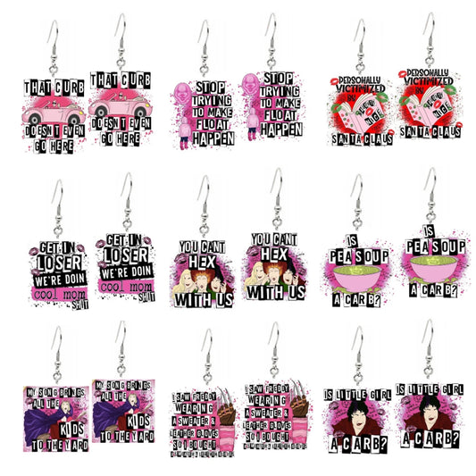 Halloween Earring Pea Soup Pink Magic Book Acrylic Drop Earrings For Women Gift Jewelry Wholesale Pendientes Cерьги 2024 тренд