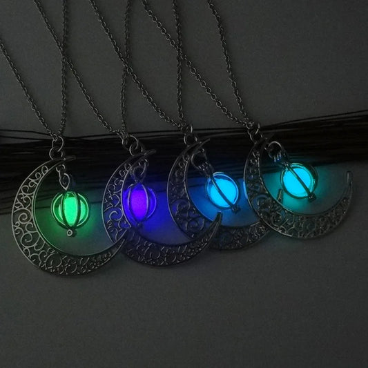 Luxury Glow In The Dark necklaces Luminous Moon and Pumpkin pendant Necklaces For women Fashion Jewelry Accessories