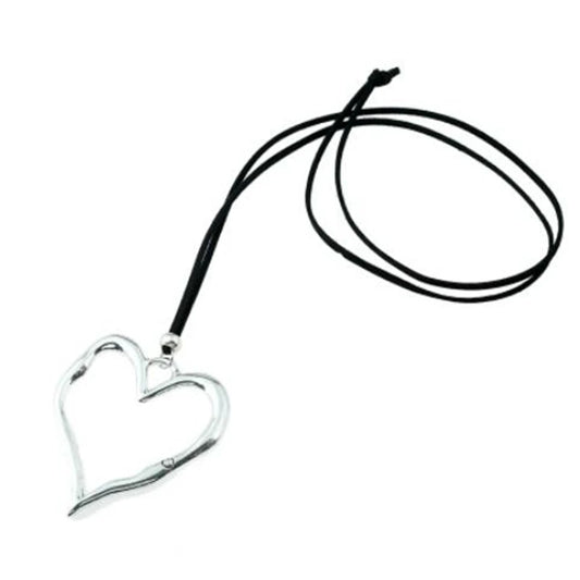 Lagenlook Large Abstract Heart Necklace Pendant Gothic Punk Colar Long Suede Leather Collares Jewelry Gift For Woman Men Gift