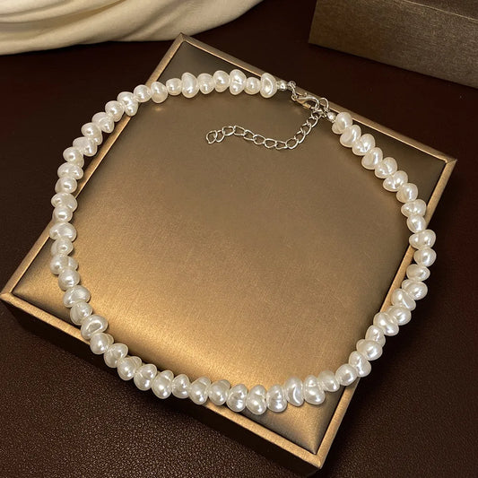 Jewelry  New Trendy Irregular Imitation Pearl Necklace Temperament Simple Handmade Strand Bead Necklace For Men Jewelry Gift