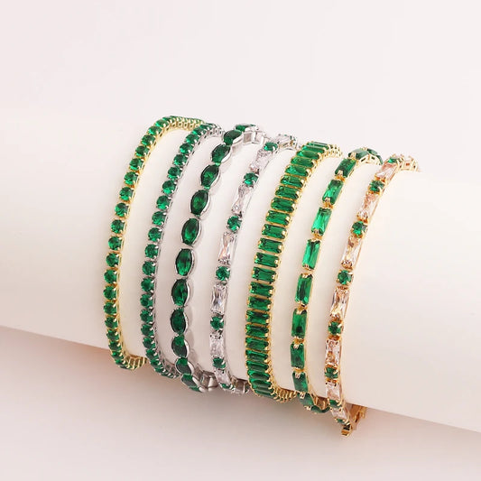 Mix Style Tennis Bracelet for Women Bracelets Green Cubic Zirconia Party Wedding Hip Hop Pulseras Mujer Jewelry Christmas Gift