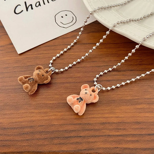 Creative Cute Bear Pendant Necklace For Women Girl Korean Fashion Bear Long Sweater Neck Chain Necklace Punk Party Jewelry Gifts