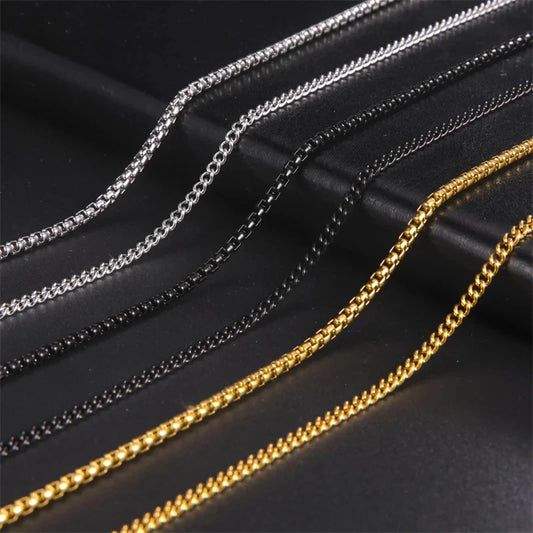 Hip Hop Stainless Steel Chain Necklace For Men Woman Long Necklace Gold Color Cuban Link Chain Choker Collar Punk Jewelry Gifts