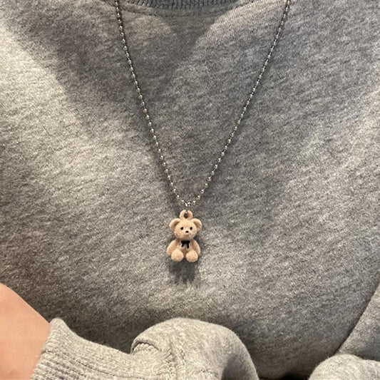 2023 Trendy Flocking Bear Pendant Necklaces For Women Men Couple Lovers Popular Animal Pendant Necklace Fashion Jewelry Gifts
