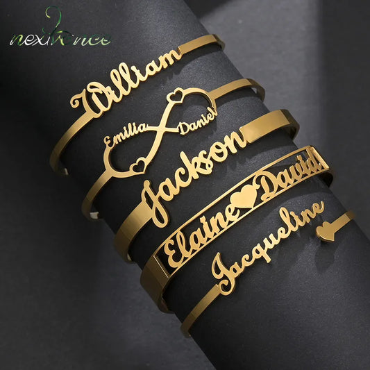 20 Styles Fashion Customized Name Bracelets Letter Stainless Steel Personalized Bangles For Women Men Baby Wedding  Jewelry Gift