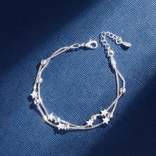Fine 925 sterling silver Chain stars Bracelets for women Charms fashion designer party Wedding Jewelry Holiday gifts