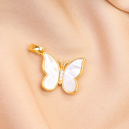 Elegant Natural Shell Gild Butterfly Pendant Insect Mother of Pearl Charms DIY Nacklace Earrings Dangle Jewelry Making Finding
