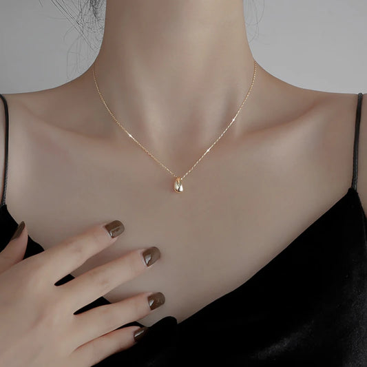 New 925 Sterling Silver Teardrop Shape Necklace Simple Style Choker Pendant Brthday Gift For Women's Fine Jewelry