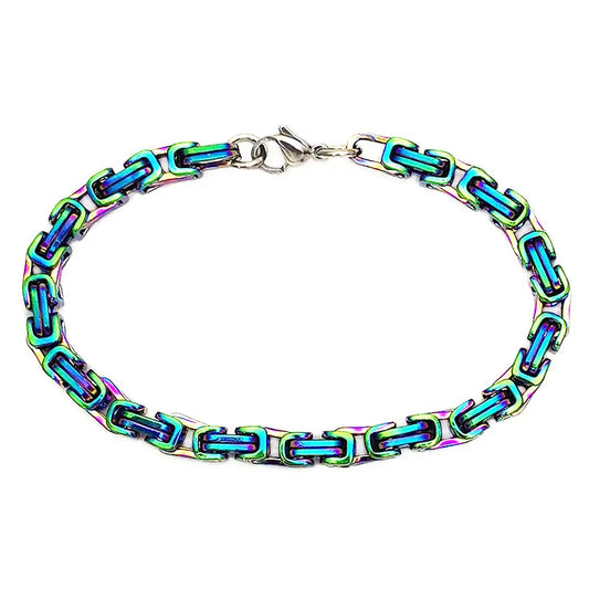 316L Stainless Steel Colorful Rainbow Cuban Chain Bracelet Men Women Vintage Metal Byzantine Kpop Pulseras Emo Luxury Jewelry