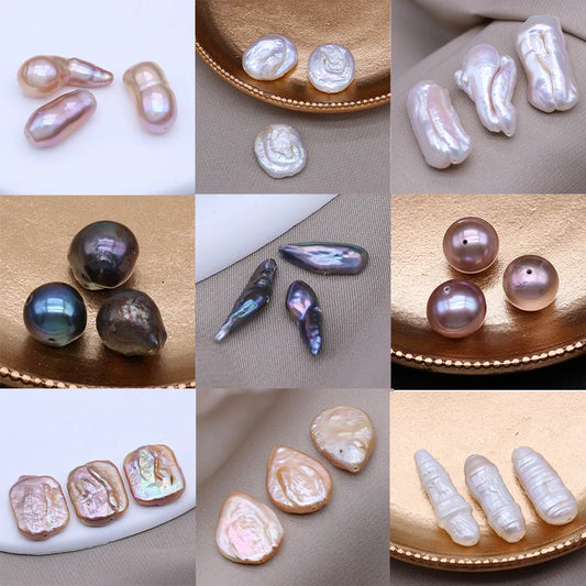 3Pcs Beads Natural Freshwater Pearl AAA Irregular Baroque Shaped White Black Purple Pearl for DIY Necklace Jewelry Accessories