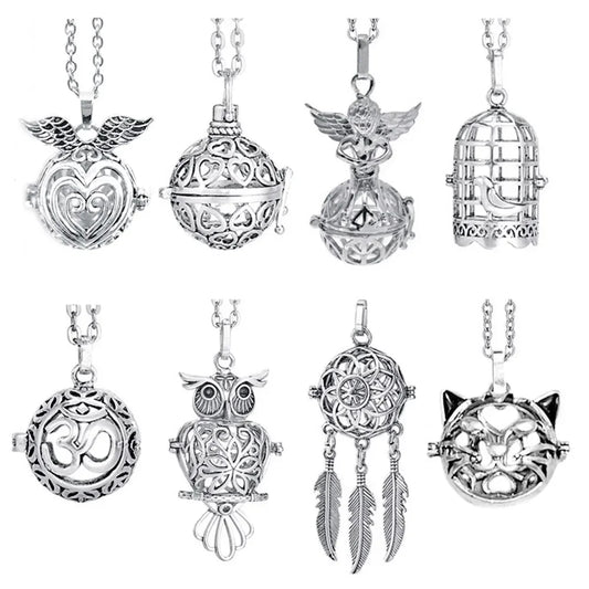 Chime Music Pregnancy Mexico Angel Ball Caller Aromatherapy Necklace Vintage Punk Essential Oil Diffuser Locket Necklace
