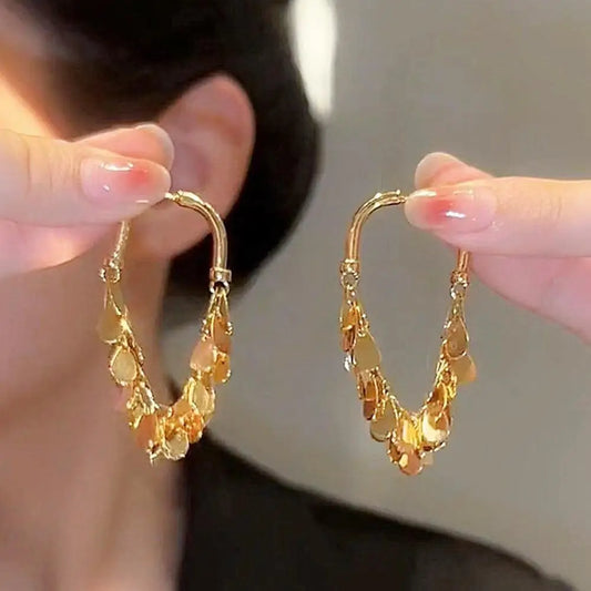 2023 Trend Women Fashion Sequins Chain Tassel Ear Line Earrings Charm Jewellery Gifts For Girl Fashion Retro Jewelry Wholesale