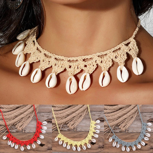 Natural Sea Cowrie Shell Rope Chain Choker Necklace Bohemian Women Shells Choker Necklaces Summer Jewelry Girls Friendship Gifts