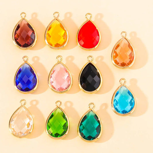 6Pcs 10*18mm Multicolor Water Drop Shape Glass Crystal Charm Pendants for DIY Jewelry Making Supplies Necklace Earring Ornaments