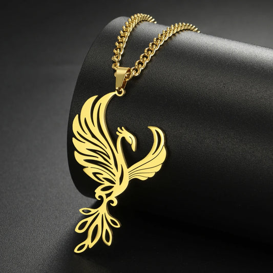 My Shape Phoenix Pendent Necklace for Women Men Stainless Steel Fire Bird Animal Charms Necklaces Choker Chain Jewelry Wholesale