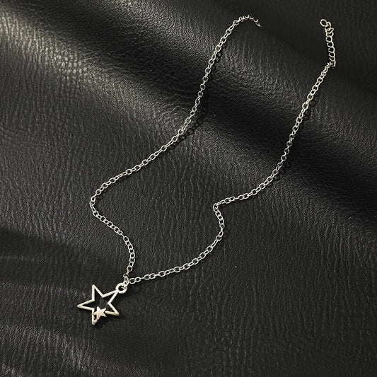 1pcs Vintage Pentagram Necklace Black Rope Necklace Personalized Fashion Alloy Star Pendant Jewelry Party Gift