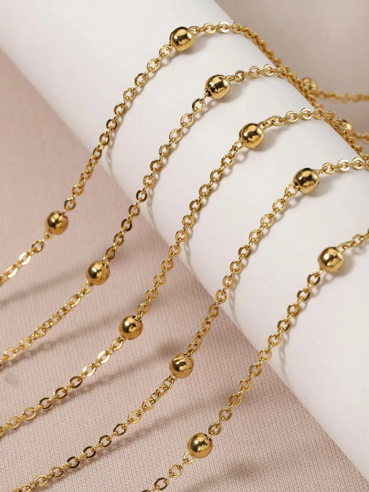 2Meters Stainless Steel Beads Ball Chains For Necklace Bracelet DIY Jewelry Making Accessories Components