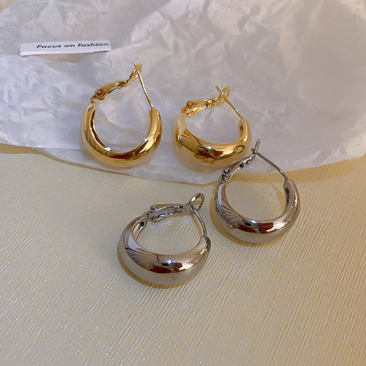 Metal Style Geometric Earrings for Women Fashion High-end Minimalist Hoop Earrings Versatile Simple Luxury Jewelry