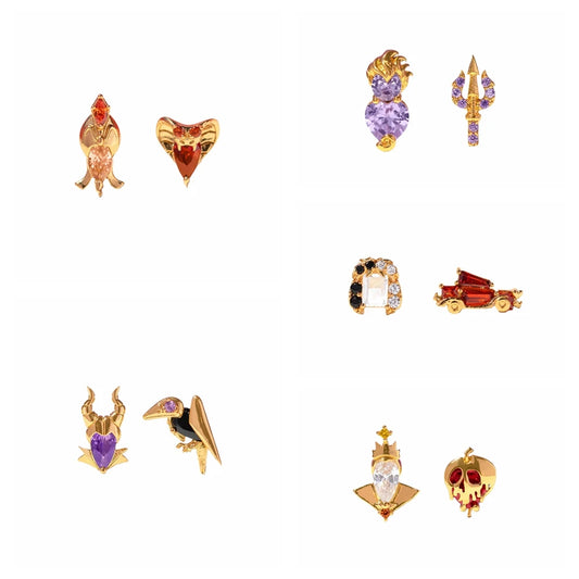 New Design Movie Villain Stud Earrings Gold Color Cubic Zirconia Women Girls Jewelry