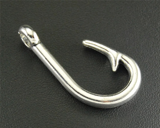 10pcs Silver Color Large Fish Hook Charm Pendants DIY Metal Bracelet Necklace Jewelry Findings A885