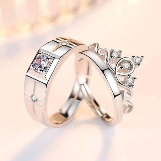 925 sterling silver new jewelry fashion couple ring engagement wedding anniversary gift woman man crown open ring